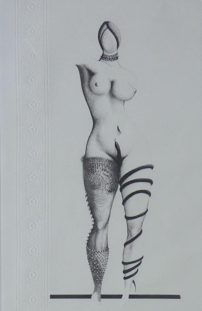 MODESTO ROLDAN / NAAKT MET SLANG / ZW-W ETS / 68x52cm KADER, Antiquités & Art, Art | Lithographies & Sérigraphies, Enlèvement ou Envoi