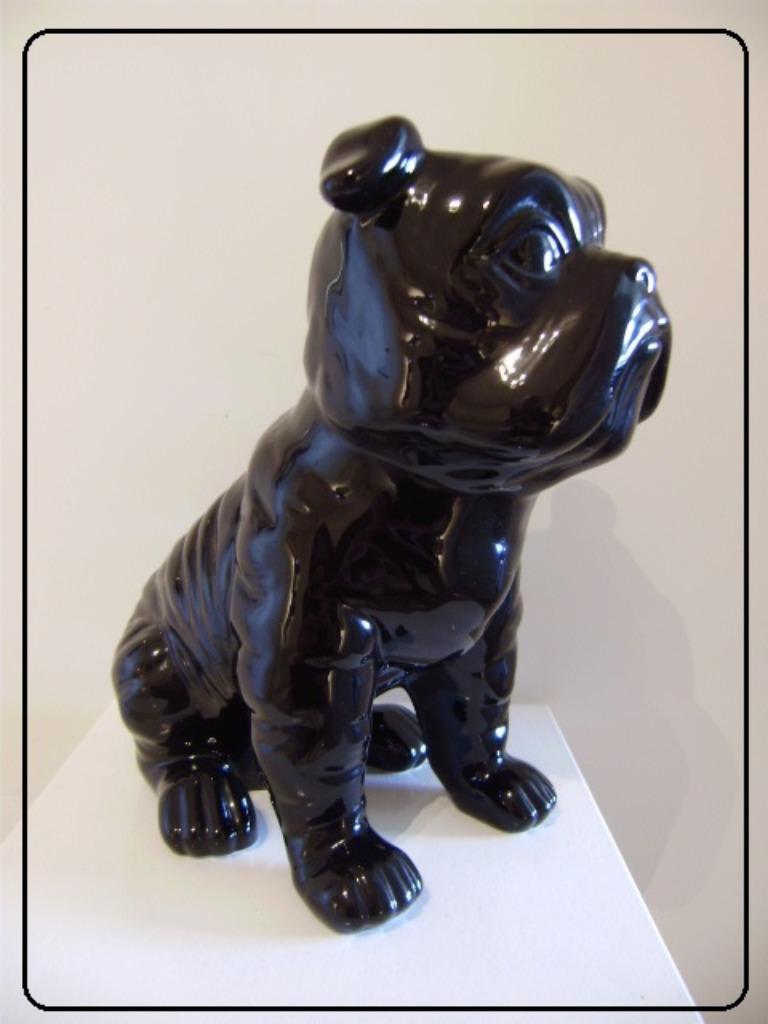 Beeldje >>> FRANSE BULLDOG <<< aardewerk en zwart email, Ophalen, Nieuw, Dier