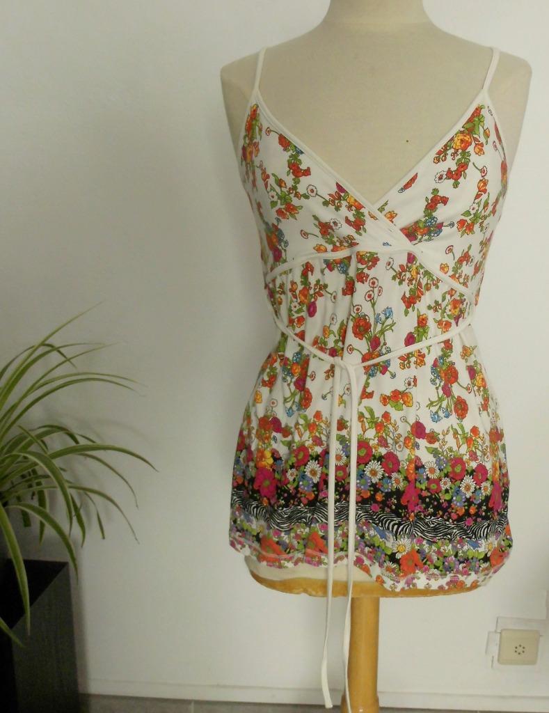 Très Beau  TOP à FLEURS   Taille : M, Sans manches, Taille 38/40 (M), Enlèvement ou Envoi, Autres couleurs