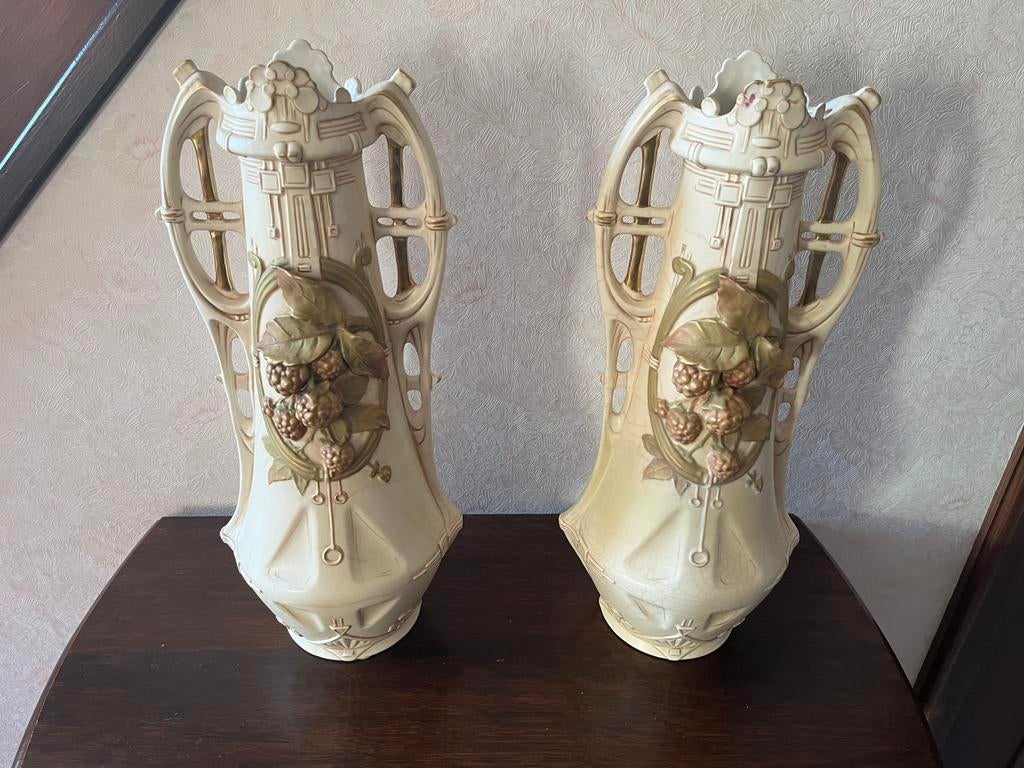 Paar antieke Royal Dux vazen – Art Nouveau – Bohemen, Ophalen