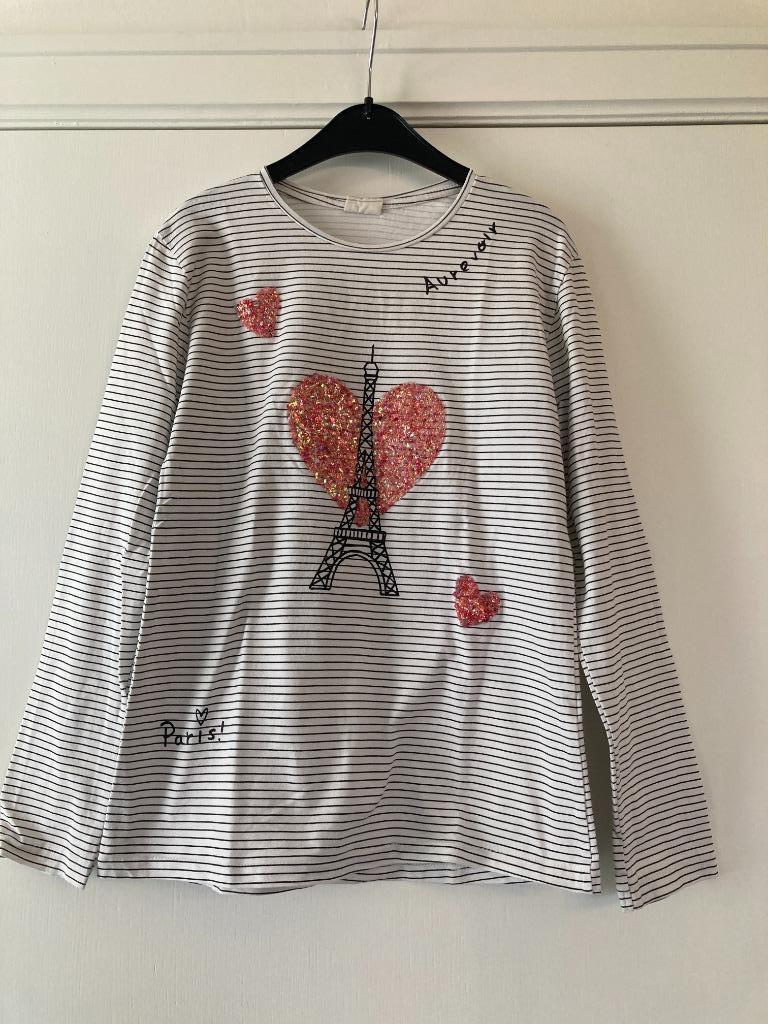 Gestreepte longsleeve Paris - Zara kids - maat 140, Gebruikt, Meisje, Ophalen of Verzenden, Shirt of Longsleeve