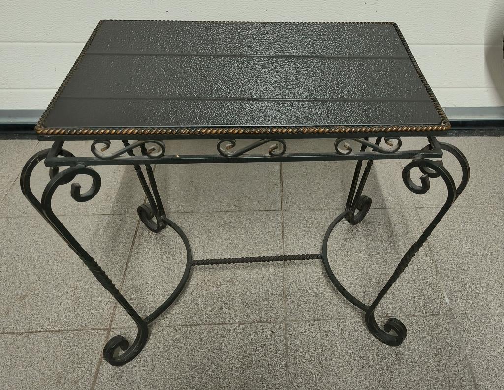 Smeedijzeren bijzettafel, Huis en Inrichting, Tafels | Bijzettafels, Ophalen, Gebruikt, Rechthoekig, Metaal of Aluminium
