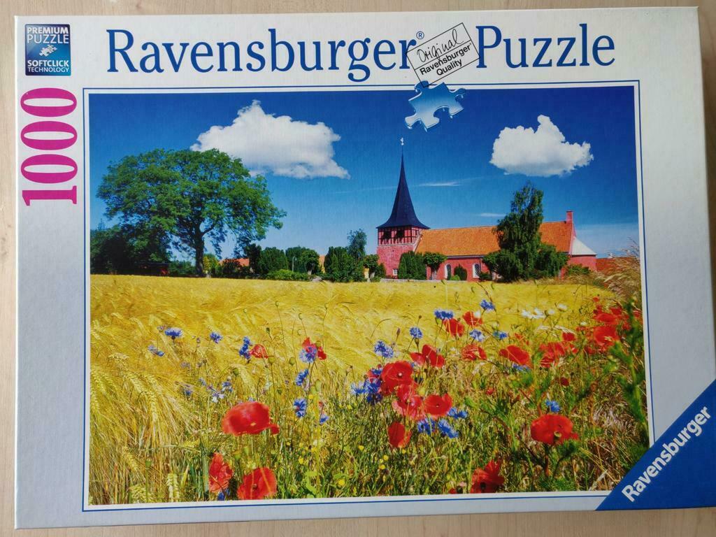 Puzzel 1000 stukjes Ravensburger, Kerk op Bornholm, Enlèvement ou Envoi, 500 à 1500 pièces, Comme neuf, Puzzle