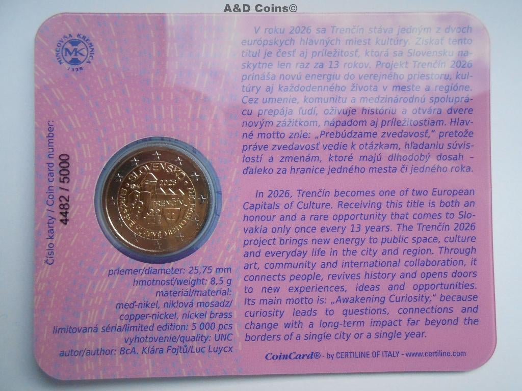 Slowakije 2 Euro Coincard 2026, Verzenden, Slowakije, 2 euro, Losse munt