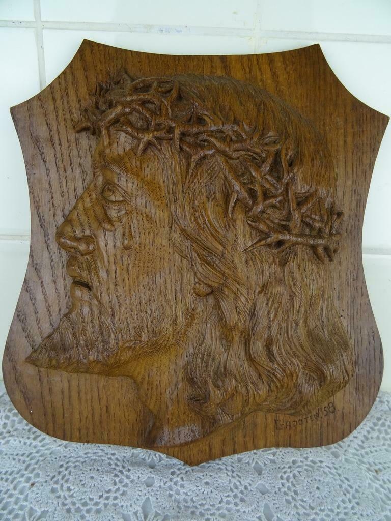 Sculpture sur bois pleurant la tête du Christ Constant Groot, Enlèvement ou Envoi