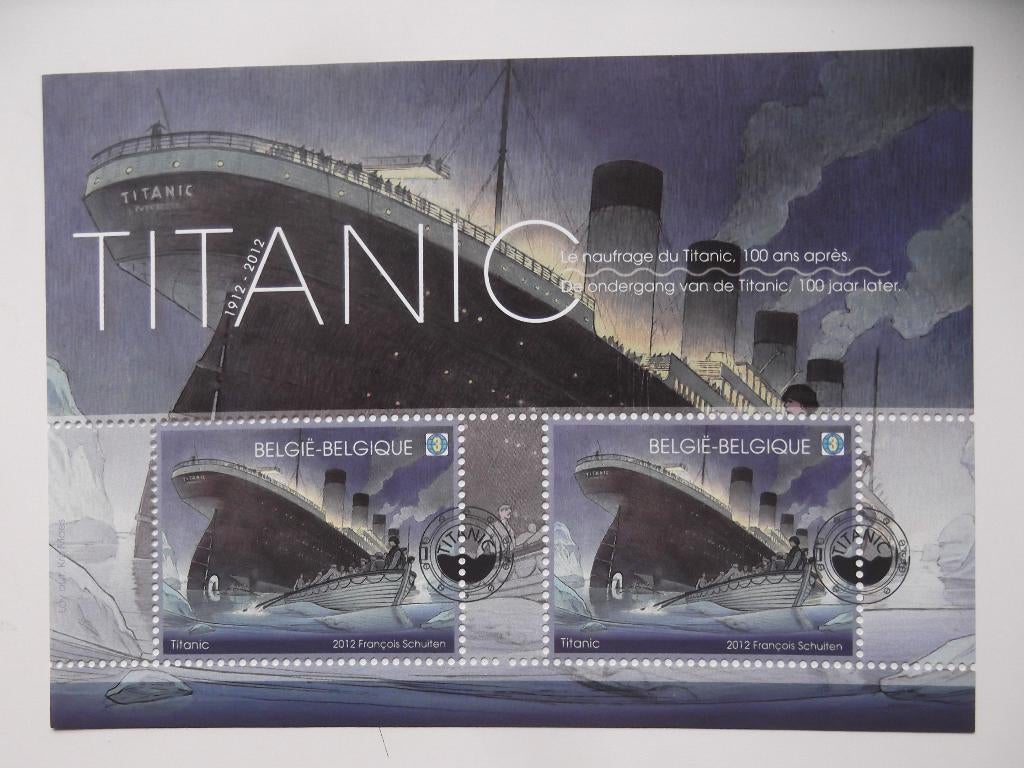 BL200 Titanic met Titanic-stempel, Timbres & Monnaies, Timbres | Europe | Belgique, Enlèvement ou Envoi, Affranchi, Oblitération 1er jour