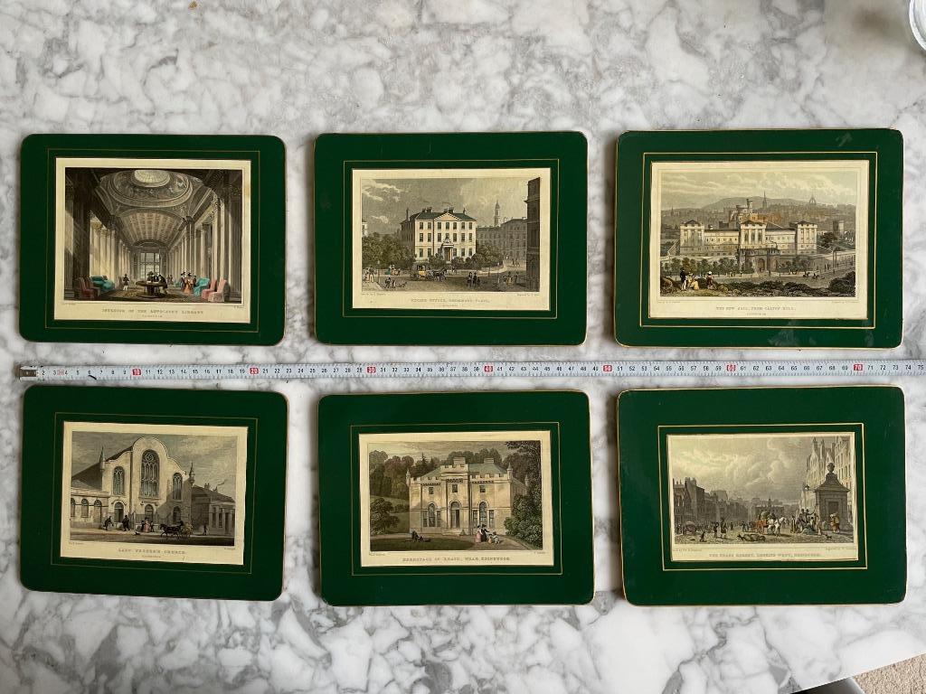 Set van 6 vintage placemats - Engelse prints, Ophalen, Gebruikt, Overig
