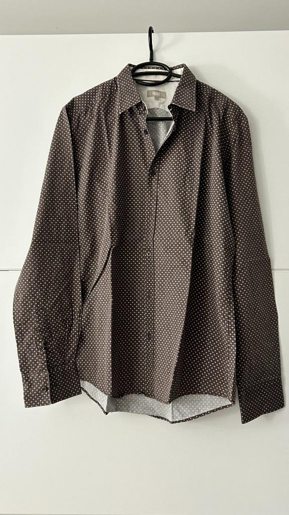 Bruin hemd met witte print, Vêtements | Hommes, Chemises, Tour de cou 41/42 (L), Comme neuf, Brun, WE