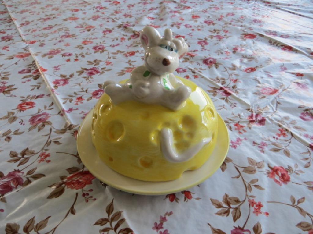 Kaasstolp in de vorm van een muis en kaas -- bordje, Ophalen of Verzenden, Zo goed als nieuw, Overige stijlen, Overige typen