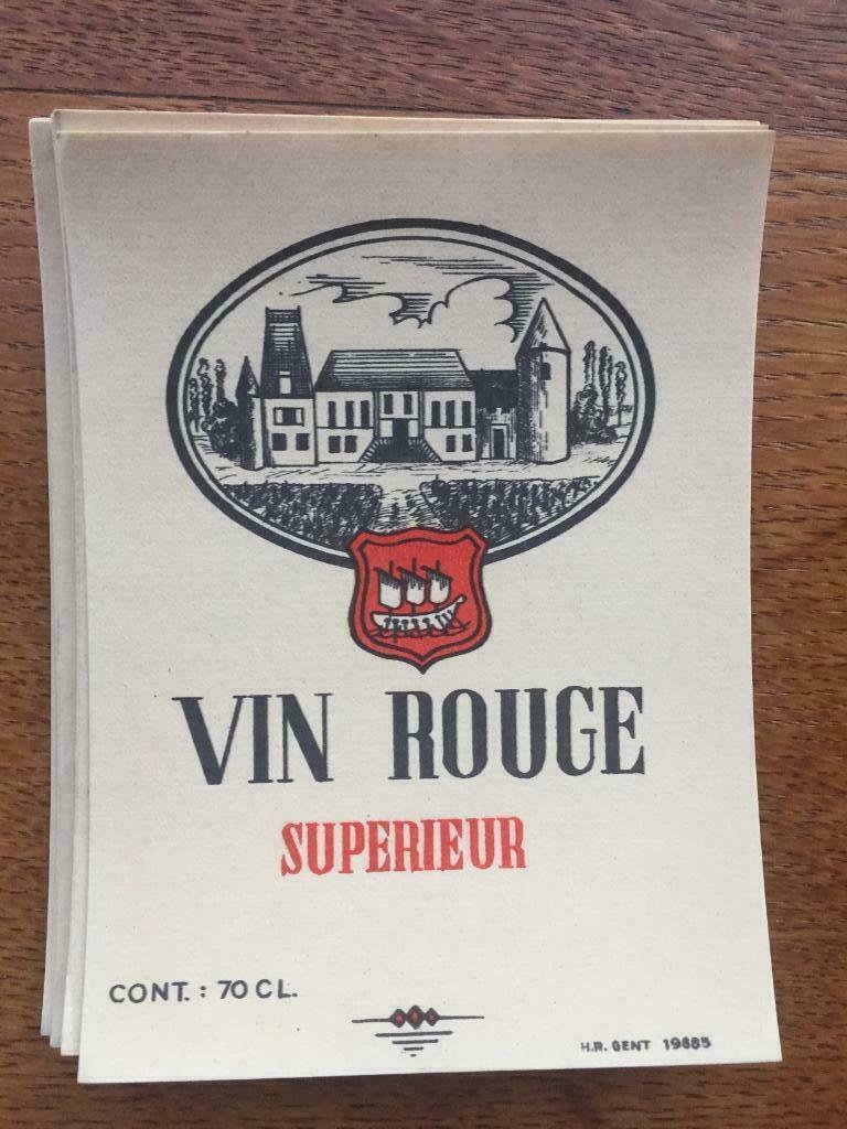 40 Etiquettes de vin Gand HR 19885 Litho Myncke v descript, Collections, Vins, Enlèvement ou Envoi, Neuf, Autres régions, Vin rouge