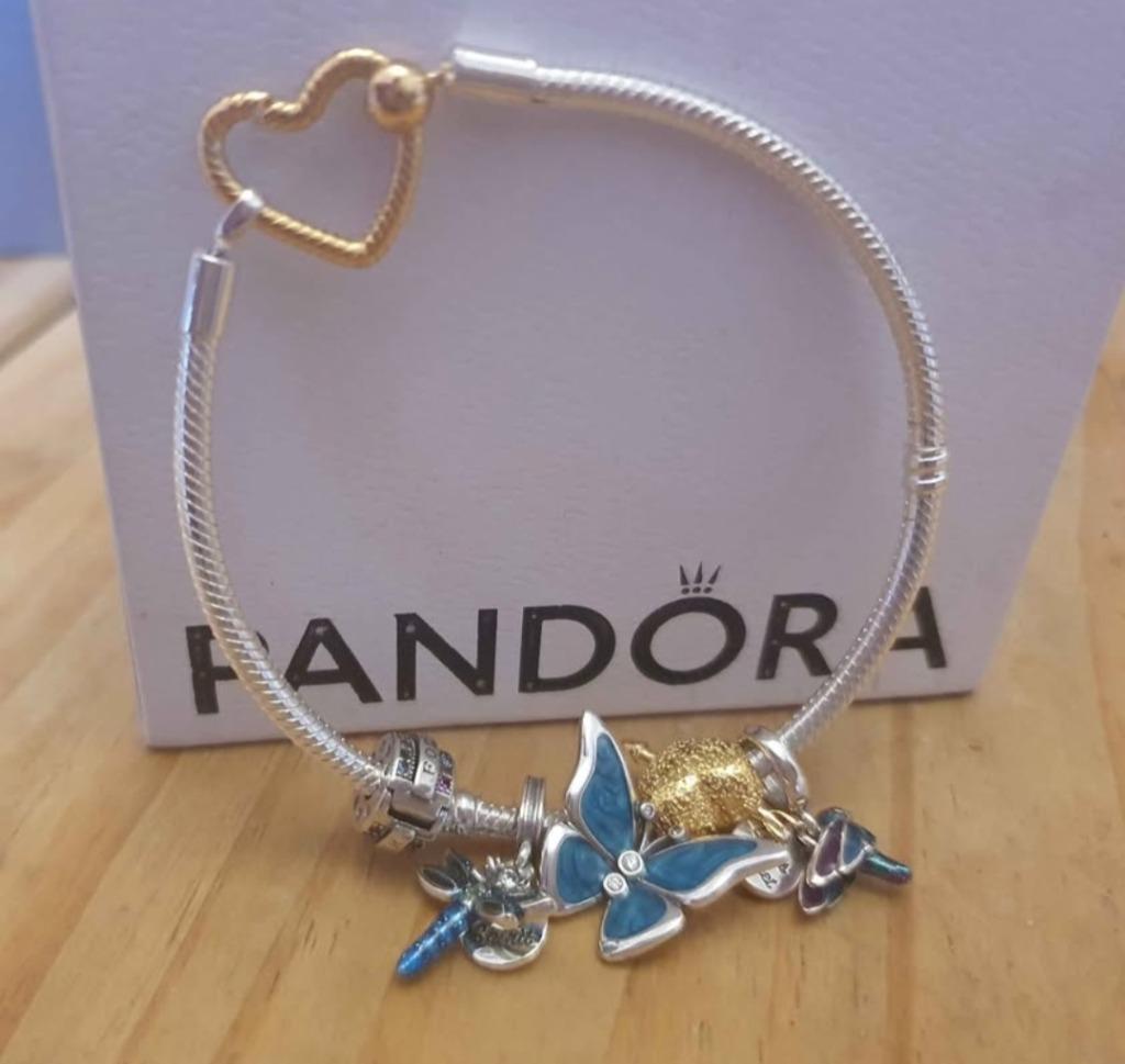 Bracelet Pandora + charmes nature, Envoi, Neuf, Argent, Pandora