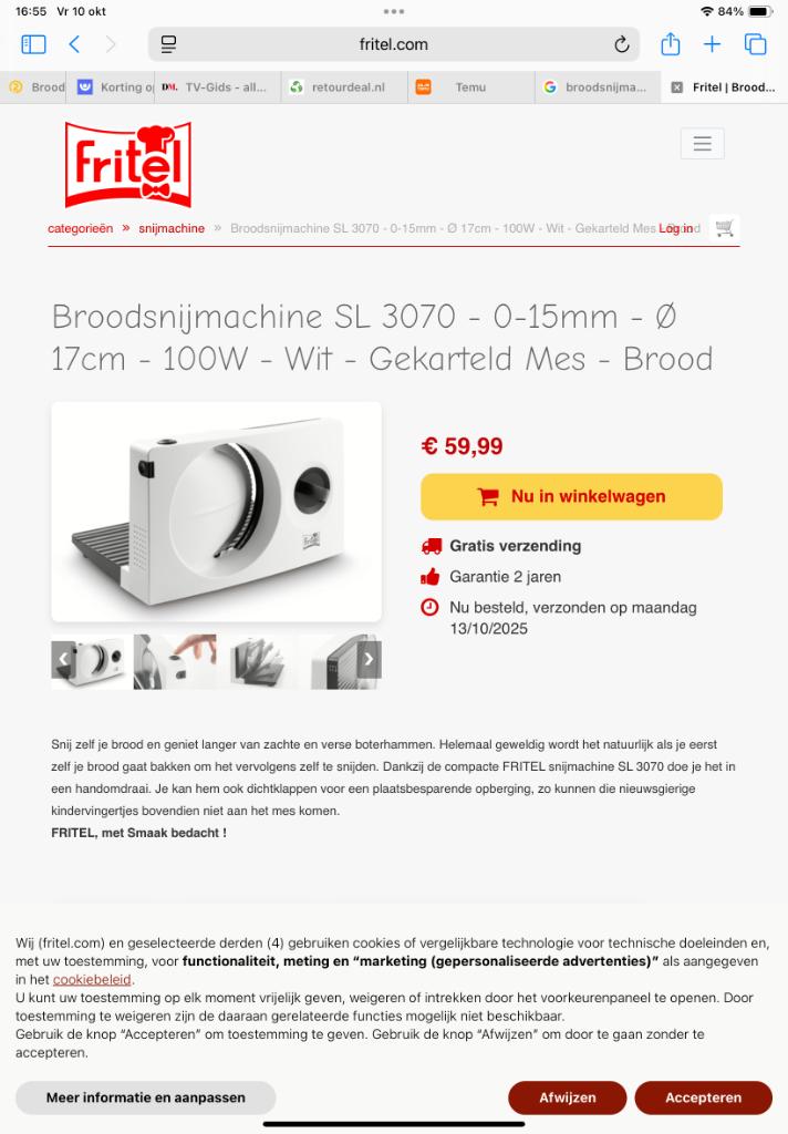 Brood snijmachine, allessnijder, Enlèvement, Utilisé