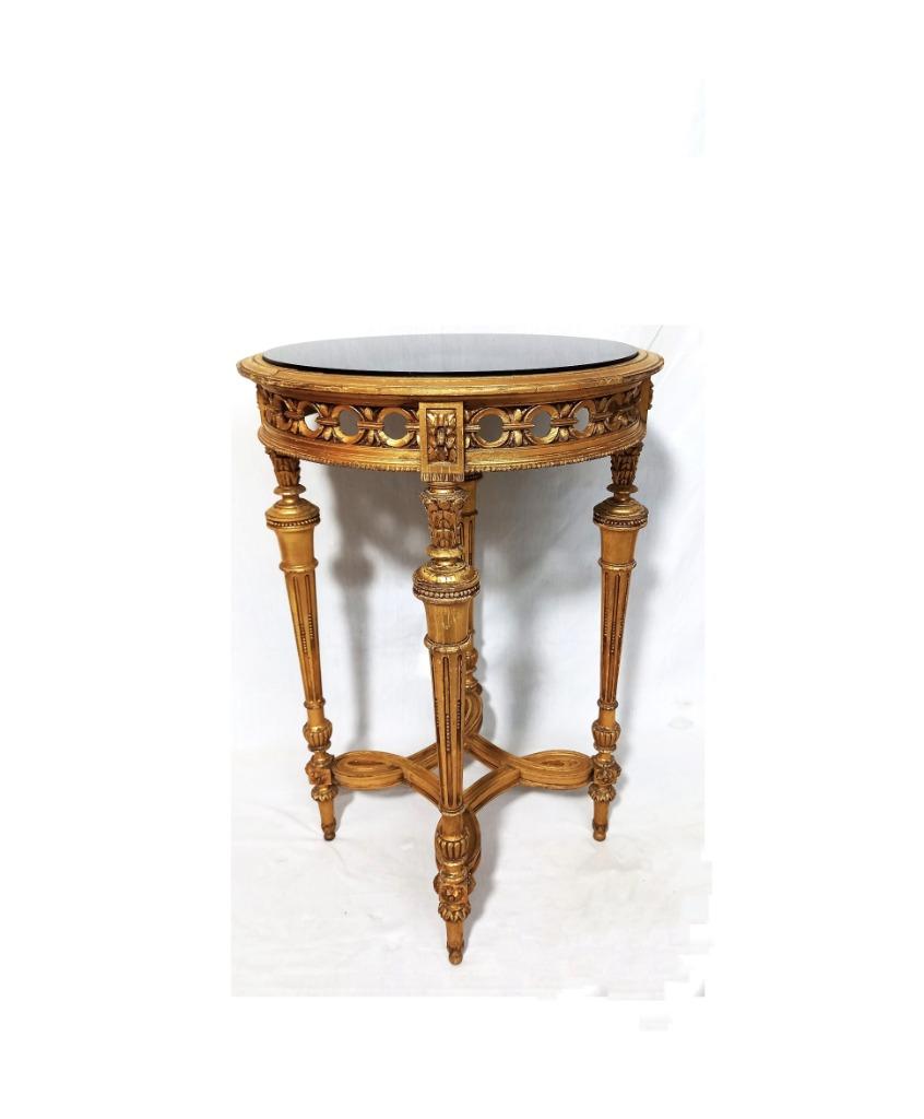 Table Guéridon Napoléon III Bois Doré et Sculpté, Enlèvement