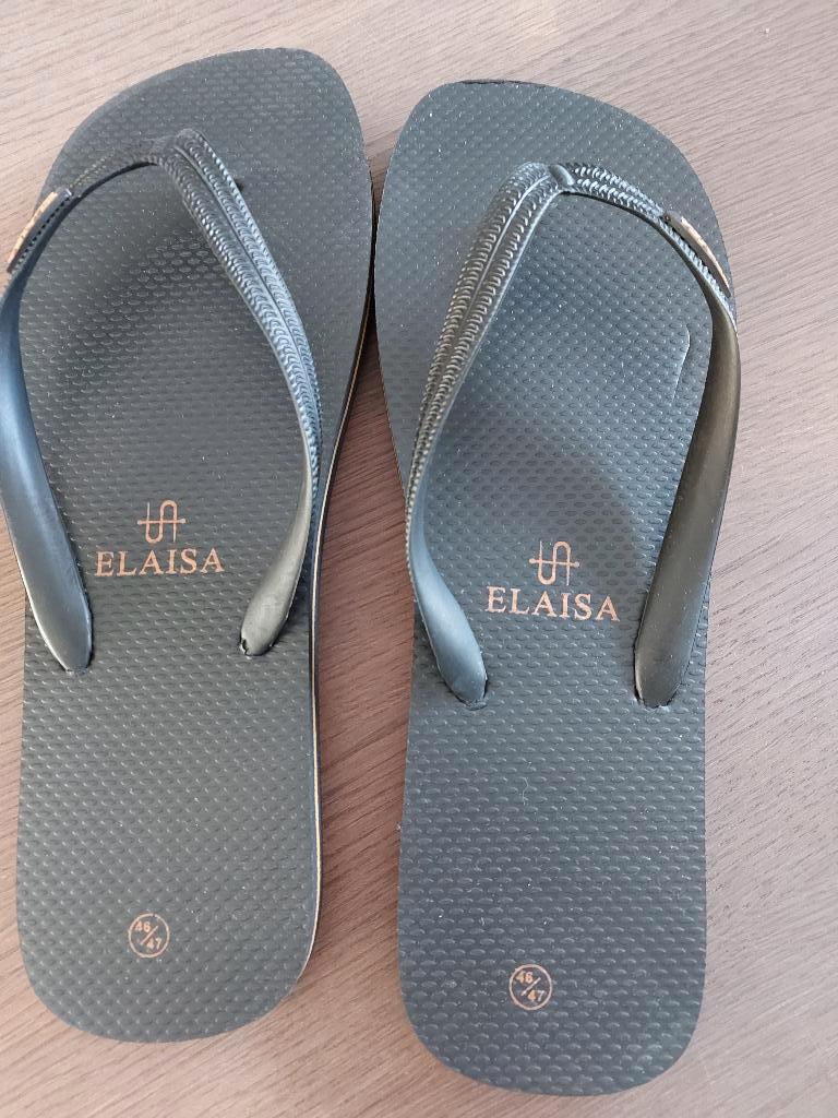 Zwarte teenslippers maat 46/47, Vêtements | Hommes, Chaussures, Chaussons, Comme neuf, Enlèvement, Noir