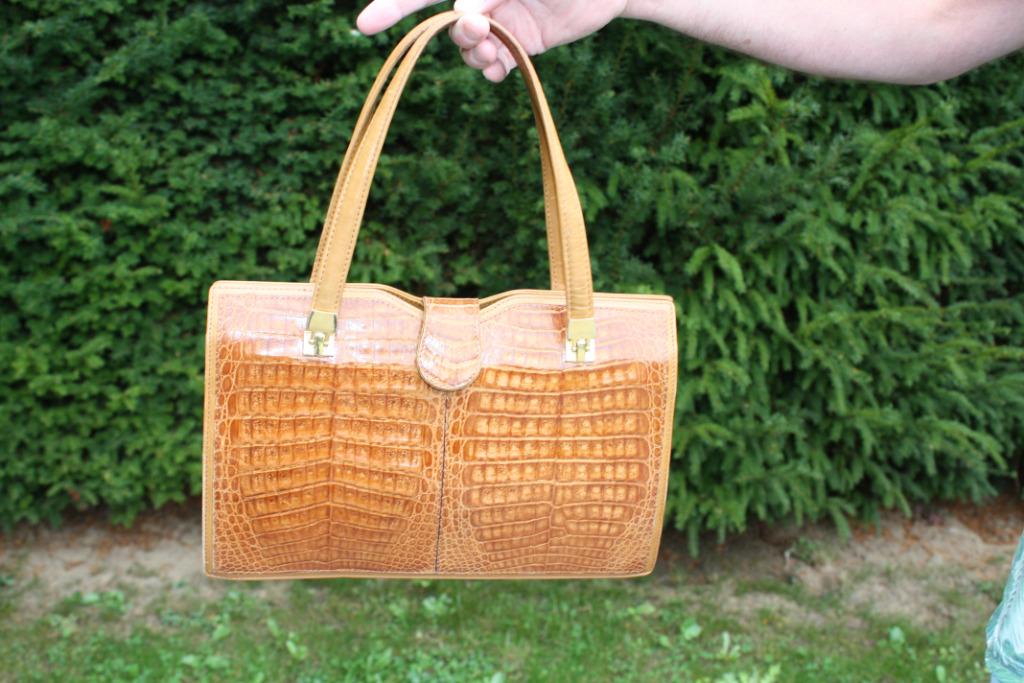 Vintage handtas van echt krokodillenleer uit 1960, Handtassen en Accessoires, Tassen | Damestassen, Ophalen, Zo goed als nieuw