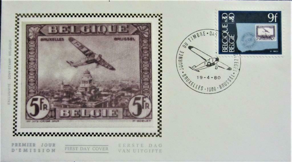 FDC OP ZIJDE- BELGIË- DAG VAN DE POSTZEGEL, Enlèvement ou Envoi, Affranchi, Avions