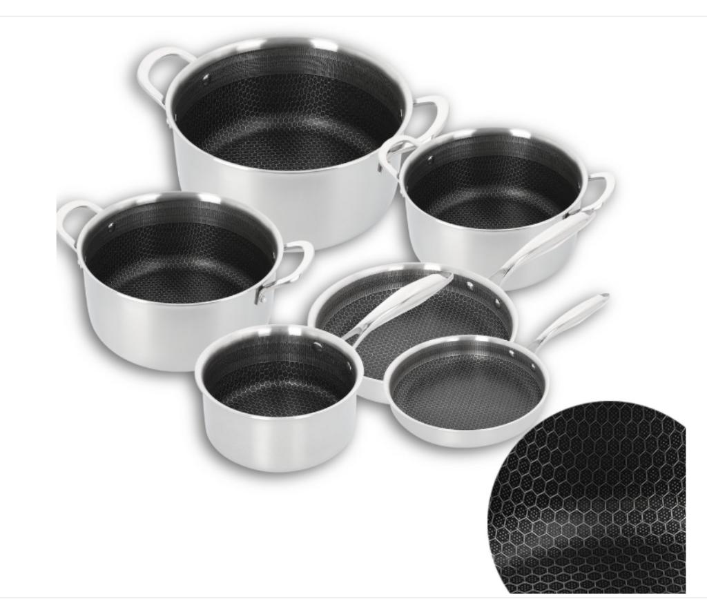 Nouveau Ensemble de Casserole 10 Pieces Inox, Induction, Neuf, Inox, Enlèvement ou Envoi, Plaque céramique