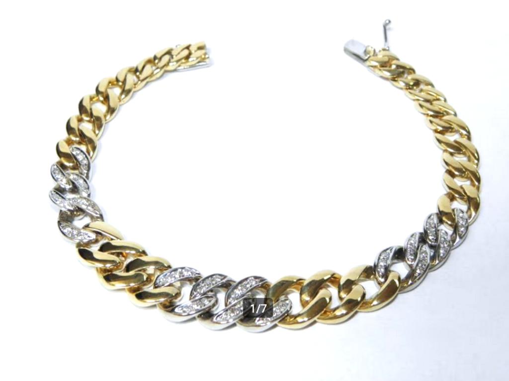 18K gouden armband met diamanten (Bi-Color),100% naturel 💎, Handtassen en Accessoires, Armbanden, Zo goed als nieuw, Goud, Goud