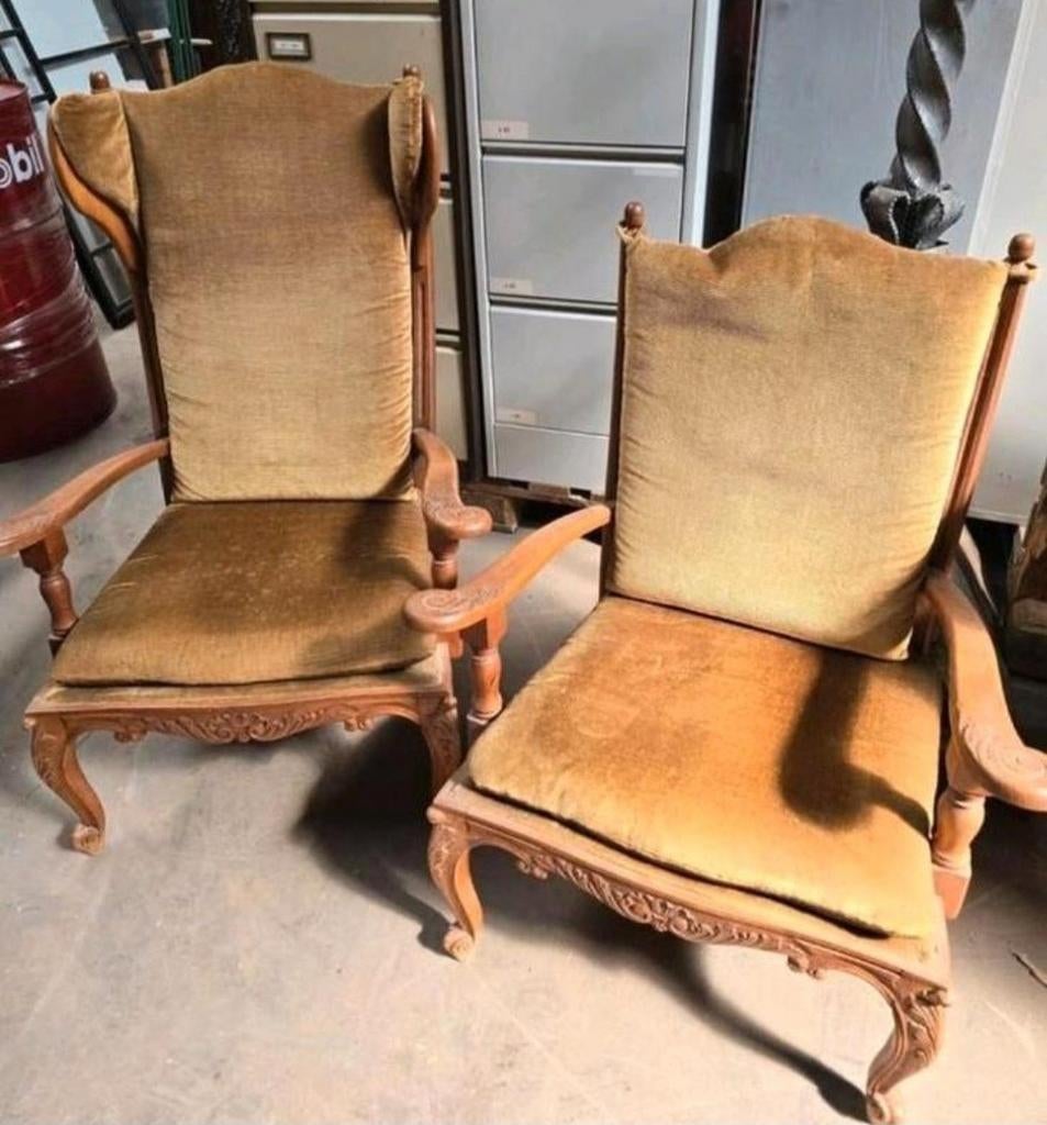 siège, chaise, fauteuil, coussins, bois jaune doré, ensemble, Enlèvement