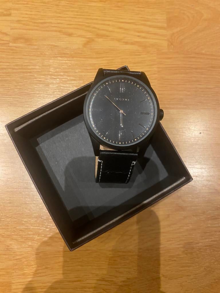 Montre homme neuve, bracelet cuir noir, OOZOO, Autres marques, Cuir, Enlèvement, Autres matériaux