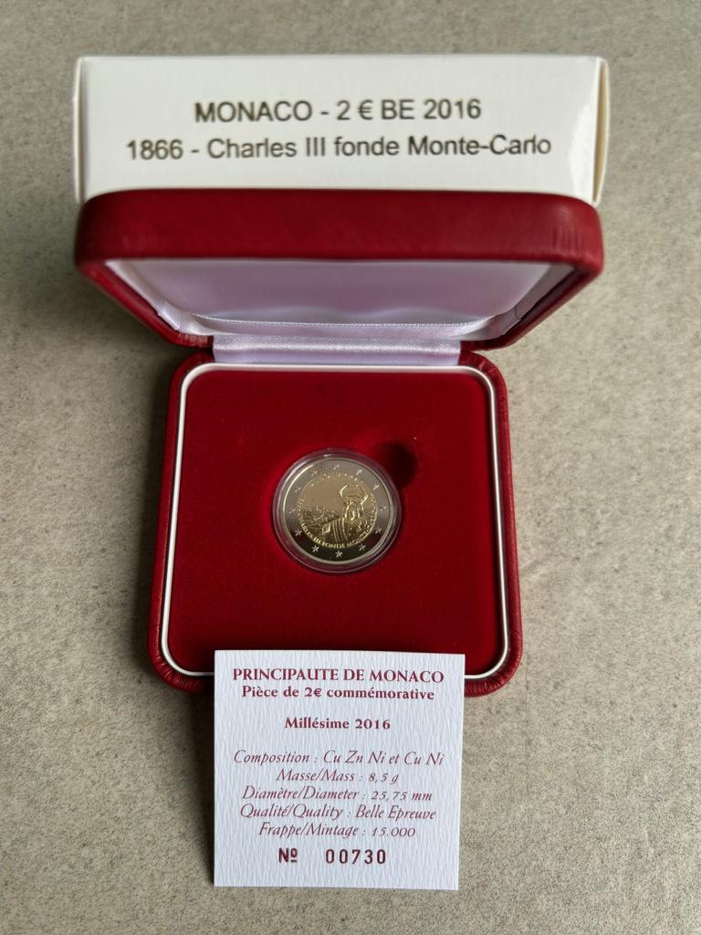 2 euro munt proof Monaco 2016, Enlèvement, Monaco, 2 euros