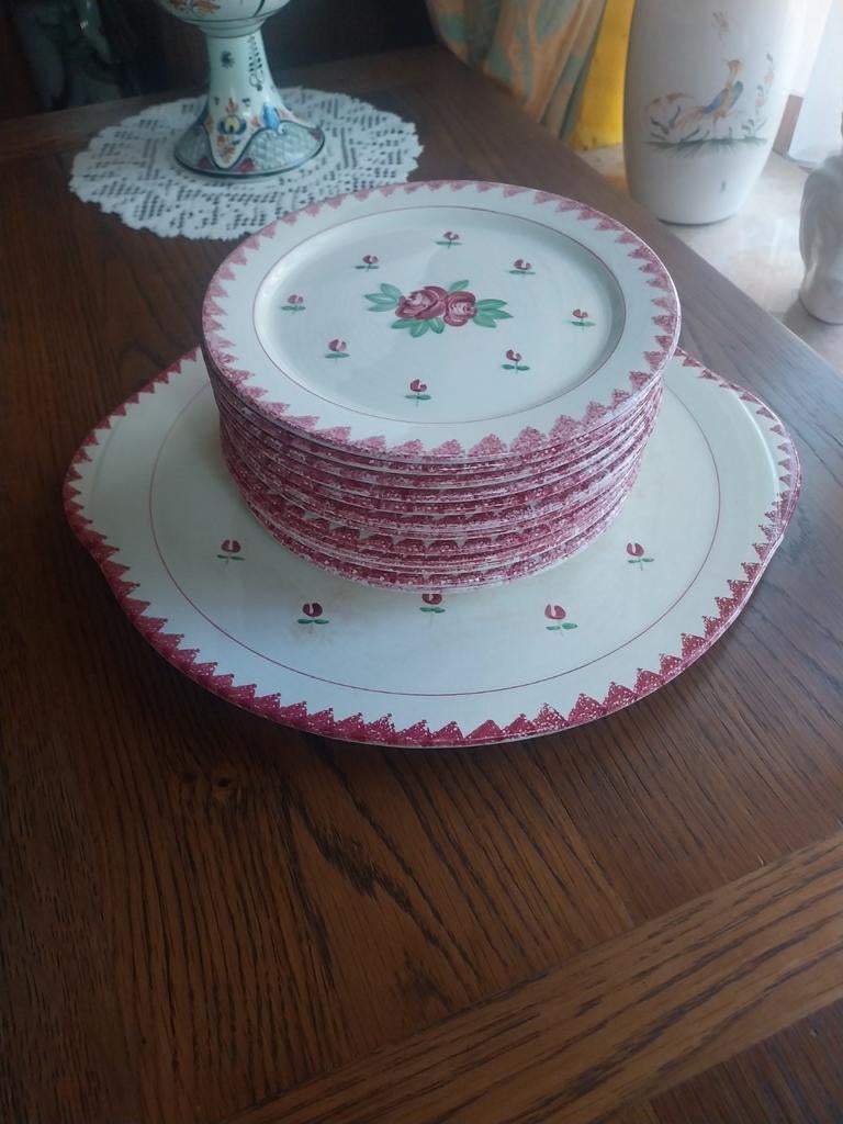 Ancien Service à dessert / 12 assiettes + plat / Longchamp, Enlèvement