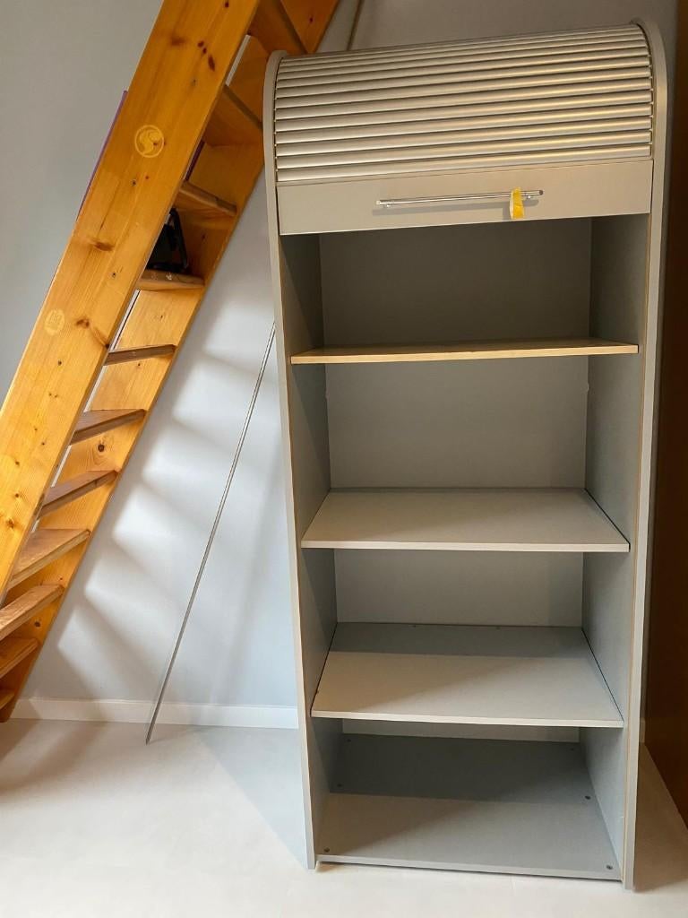 Grijze kast met roldeur, Huis en Inrichting, Kasten | Roldeurkasten en Archiefkasten, Ophalen, Gebruikt, 50 tot 100 cm, Overige houtsoorten