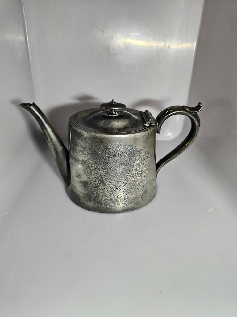 Verzilverde theepot touw geschenk 1927, Ophalen of Verzenden