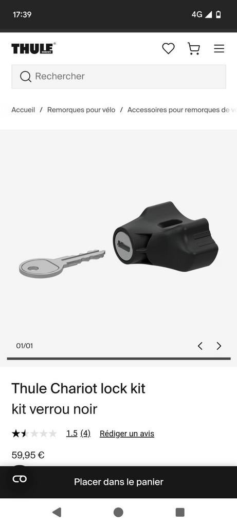 Cadenas Thule pour remorque Chariot, Fietsen en Brommers, Ophalen of Verzenden