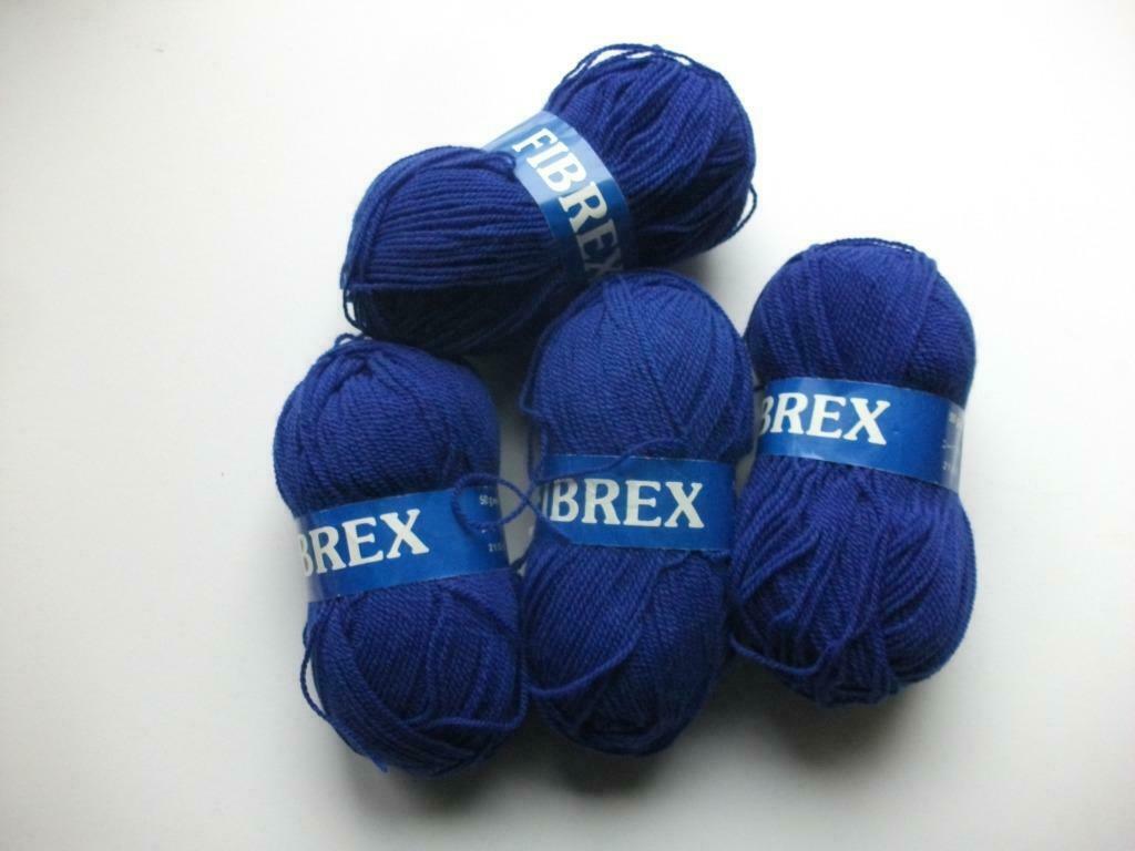 8 Bollen Breiwol blauw Fibrex - koningsblauw - wol, Verzenden, Nieuw, Breien, Wol of Garen