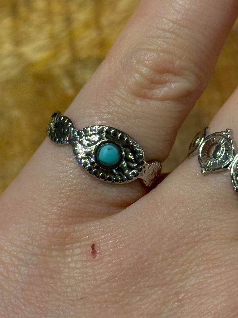 Nieuwe RVS ring met natuursteentje, Bijoux, Sacs & Beauté, Bagues, Neuf, Enlèvement ou Envoi, Fer ou Acier, Argent