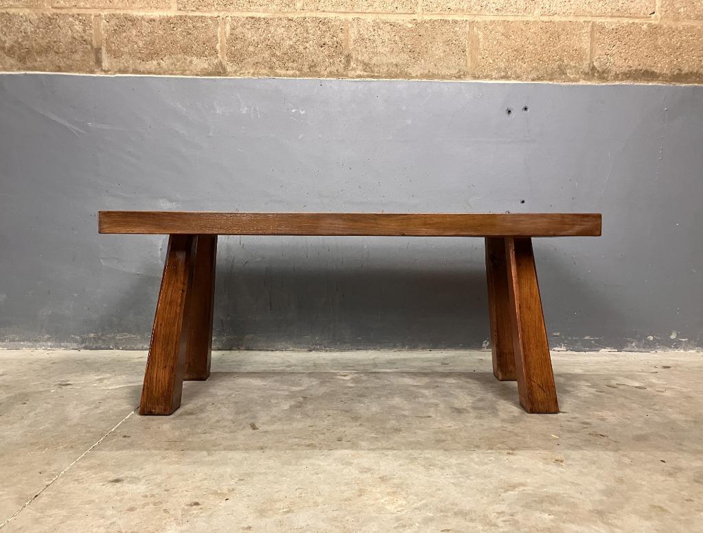 Sale: Brutalist eiken seventies sidetable salontafel bankje, Ophalen, Gebruikt, Brutalist seventies Japandi Wabi Sabi Rustiek Vintage