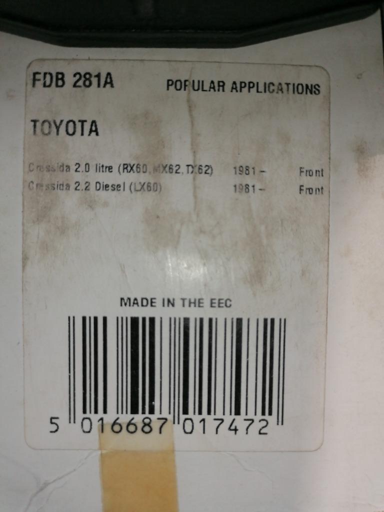Toyota cressida remblokken rx60 mx62 rx62 lx60 1981-, Ophalen of Verzenden, Nieuw, Toyota