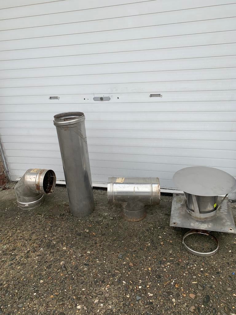 Inox stukken voor afvoer schoorsteen., Ophalen, Zo goed als nieuw