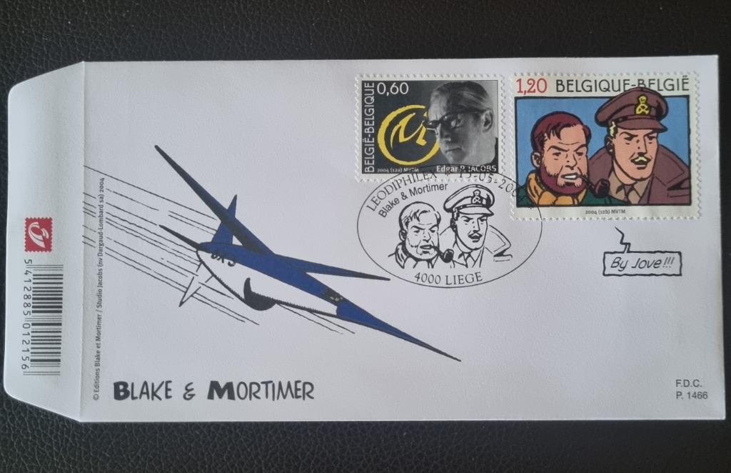 Blake Mortimer FDC Belgique, Timbres & Monnaies, Enlèvement ou Envoi, Affranchi, Oblitération 1er jour, Avec timbre