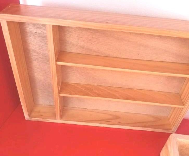 vintage lot de 3 rangements 2 en bois cuisine bureau deco, Enlèvement, Utilisé