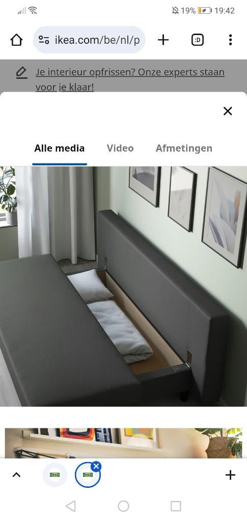 Slaapbank Ikea, Ophalen, 140 cm, Zo goed als nieuw, Twijfelaar