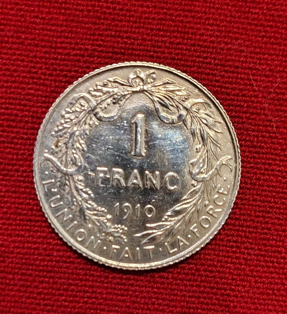piece 1 franc belge albert 1er fr 1910, Enlèvement ou Envoi, Monnaie en vrac, Argent, Argent