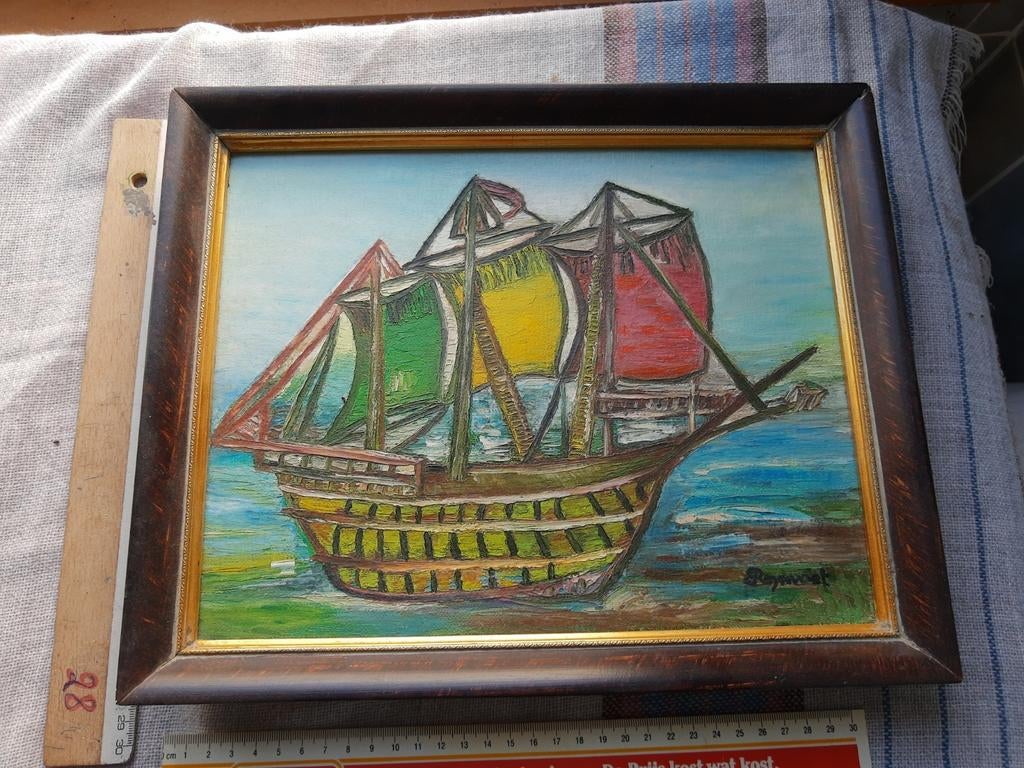 Schilderijtje boot, Ophalen of Verzenden