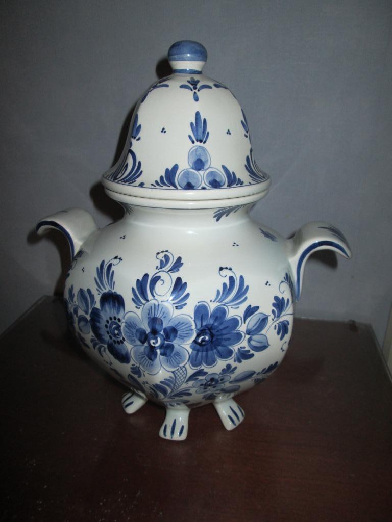 zeer mooie vintage vaas of pot uit delfs aardewerk, Huis en Inrichting, Gebruikt, Overige kleuren, Aardewerk of Porselein, Ophalen of Verzenden