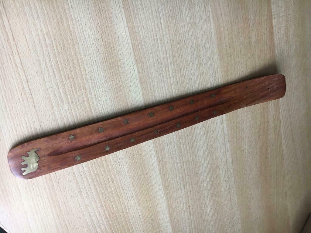 porte encens en bois avec incrustations  36x4 cm, Comme neuf, Brun, Bois