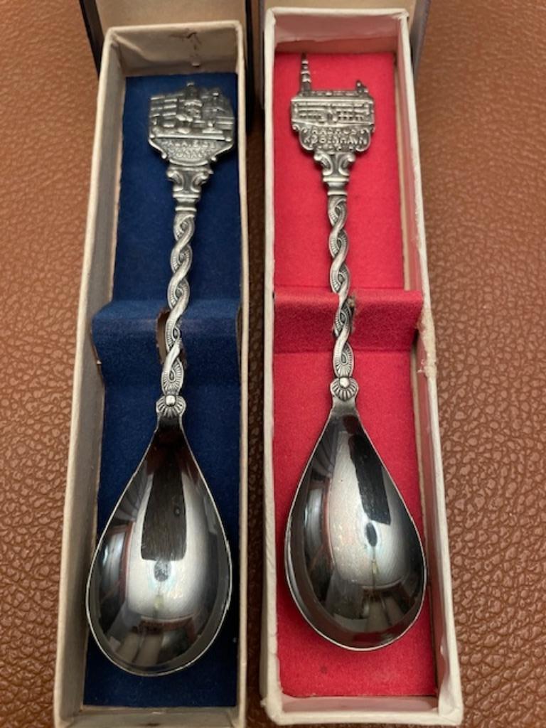 Vintage verzilverde souvenir lepeltjes - Monaco en Kopenhage, Ophalen of Verzenden
