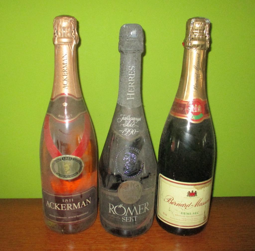 3 Oude Flessen Schuimwijn, Ophalen of Verzenden, Zo goed als nieuw, Champagne, Vol