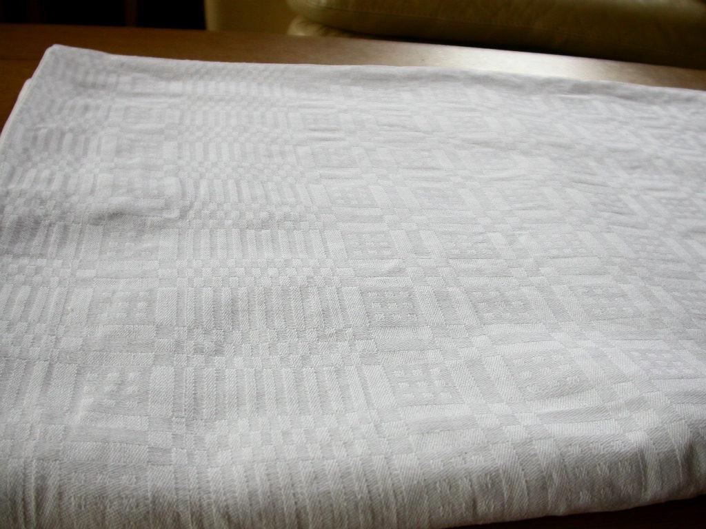 VINTAGE  Nappe blanche en coton  année 1930, Enlèvement ou Envoi, Utilisé, Intérieur