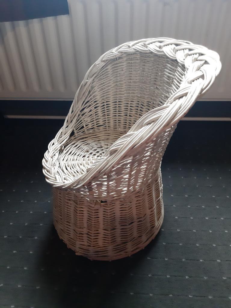 Vintage Rotan Witte Kinderstoel, Kinderen en Baby's, Ophalen, Gebruikt, Overige typen