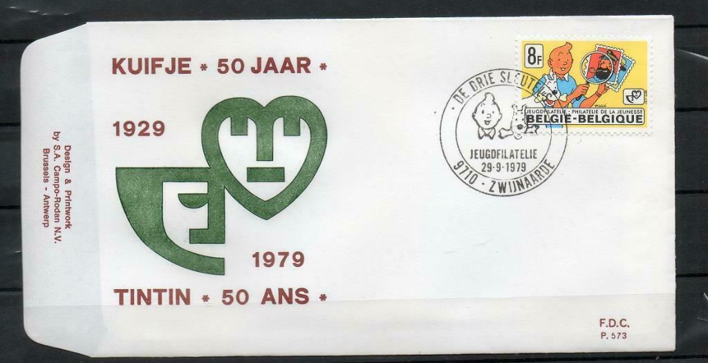 Année 1979 : FDC 1944 - Tintin/Kuifje - Obli Zwijnaarde, Postzegels en Munten, Ophalen of Verzenden