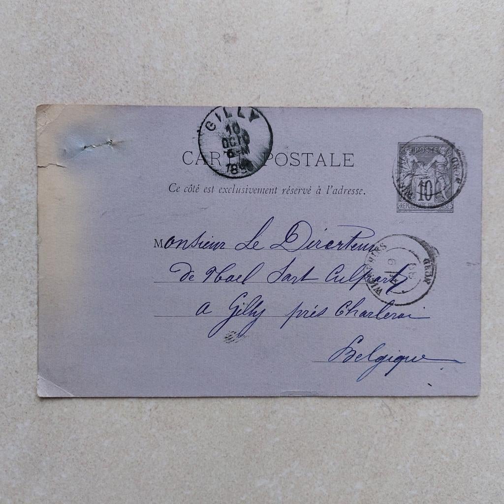 Oude briefkaart Franrijk 1889, Postzegels en Munten, Ophalen of Verzenden, Briefkaart