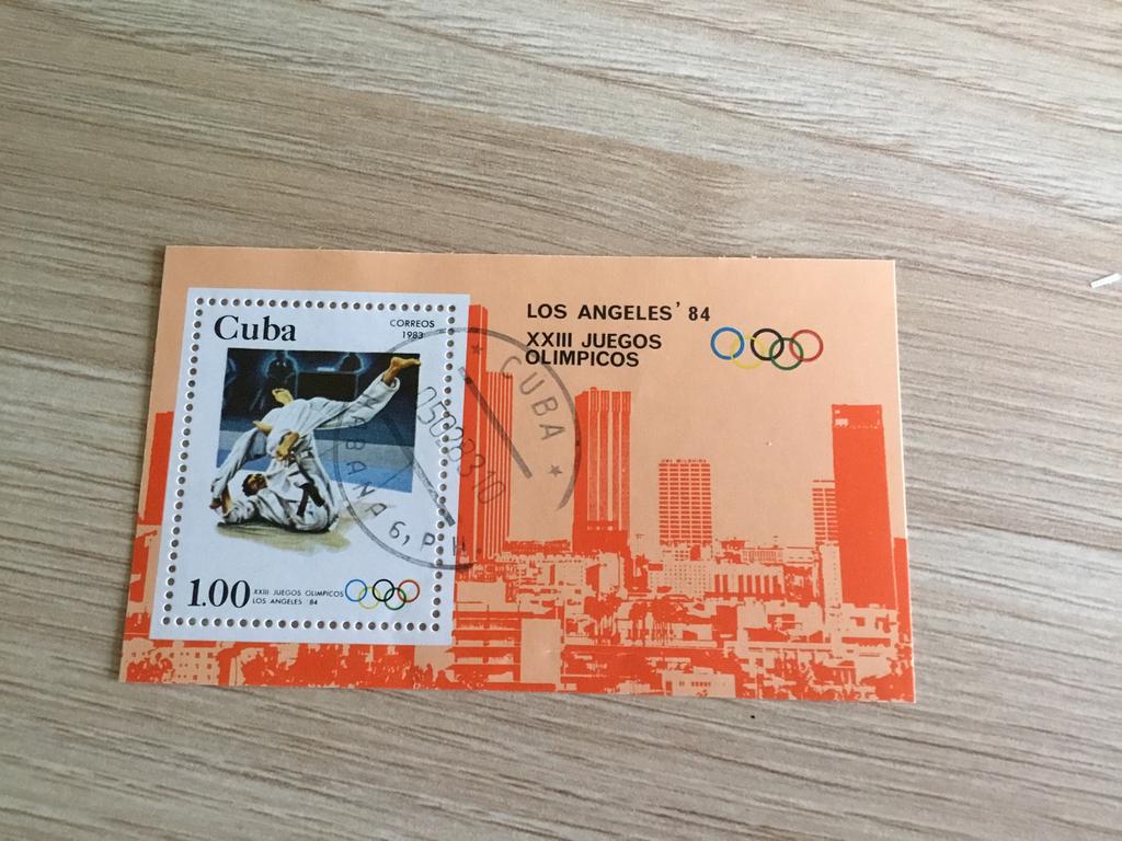 Postzegelvelletje Cuba Olympische Spelen, Ophalen of Verzenden, Gestempeld, Sport