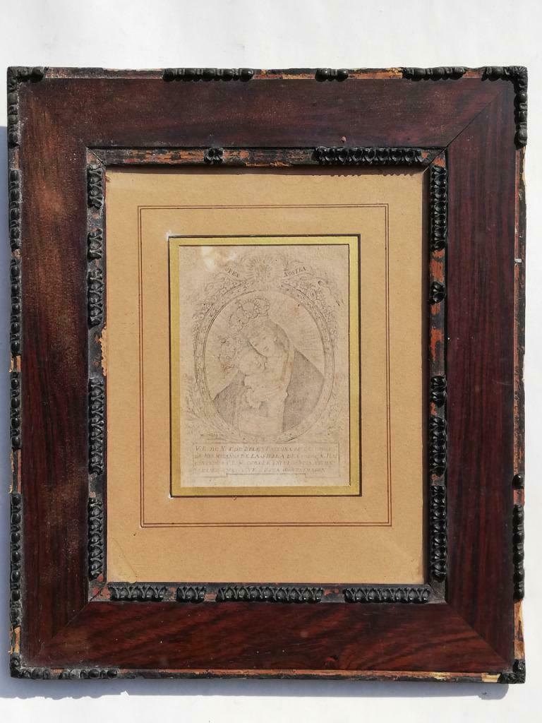 Mooie ingelijste aflaat - Madonna van Belén - Spanje -18de E, Antiek en Kunst, Ophalen of Verzenden