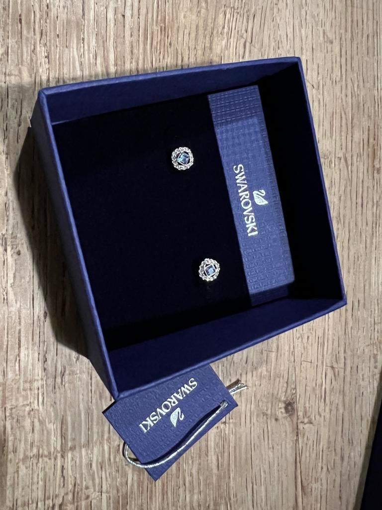 Boucles d'oreilles bleues Swarovski, Enlèvement ou Envoi, Comme neuf, Bijou ou Montre